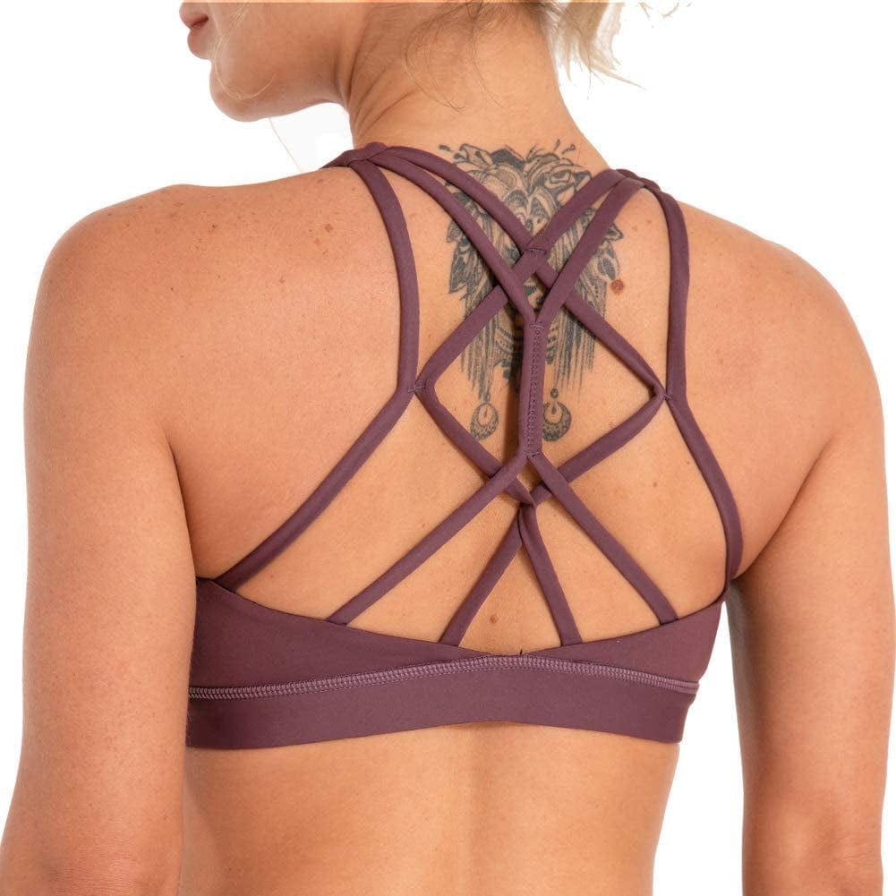 Women'S Strappy Sports Bra Medium Impact Sexy Crisscross Back Padded Workout Running Yoga Bra Port Royale-1 / X-Small