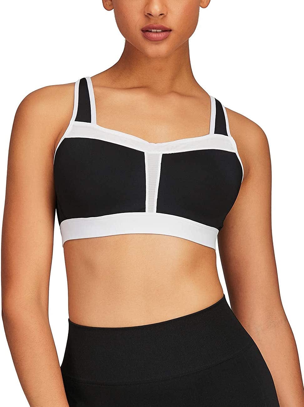 Women'S Strappy Sports Bra Mesh Soft Sexy Crisscross Back Light Support Wirefree Yoga Bra with Removable Cups #028 Black / Large