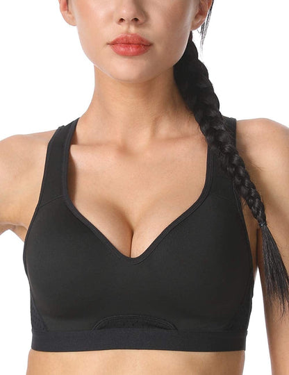 Women'S Strappy Sports Bra Mesh Soft Sexy Crisscross Back Light Support Wirefree Yoga Bra with Removable Cups #010 Black / Medium
