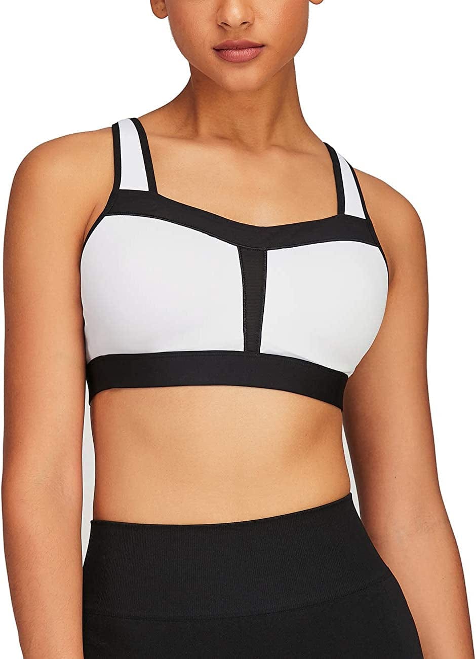 Women'S Strappy Sports Bra Mesh Soft Sexy Crisscross Back Light Support Wirefree Yoga Bra with Removable Cups #028 White / Medium
