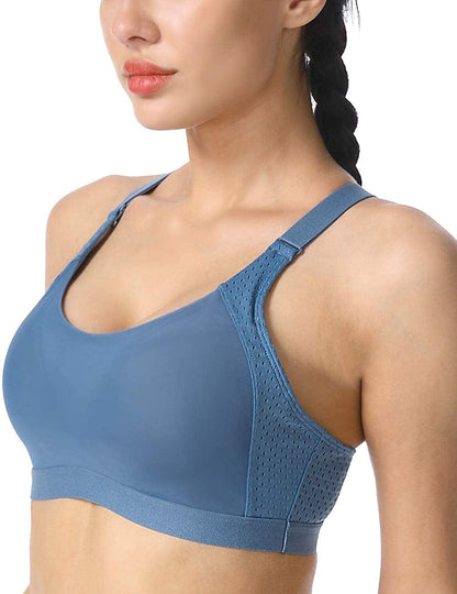 Women'S Strappy Sports Bra Mesh Soft Sexy Crisscross Back Light Support Wirefree Yoga Bra with Removable Cups