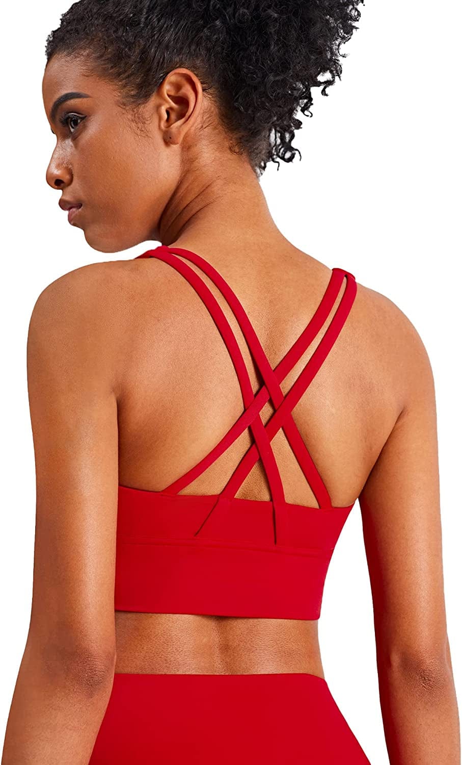 Women'S Strappy Sports Bras Fitness Workout Padded Yoga Bra Criss Cross Back Red / X-Large