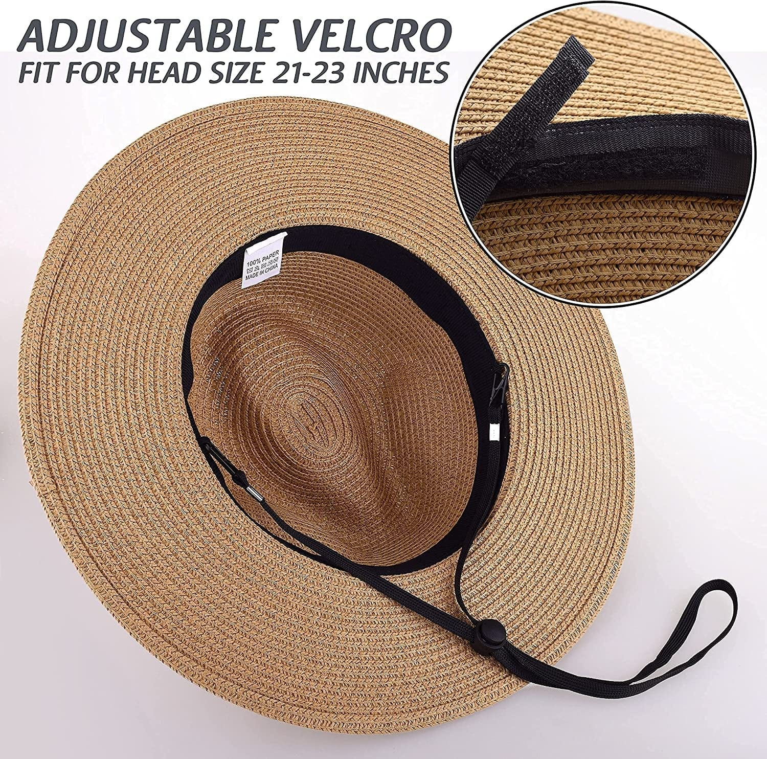 Women'S Straw Panama Hat, Adjustable Fedora Hat with Removable Chin Cord for Sun Protection Travel Beach Graden Fishing Apparel & Accessories > Clothing Accessories > Hats EINSKEY   