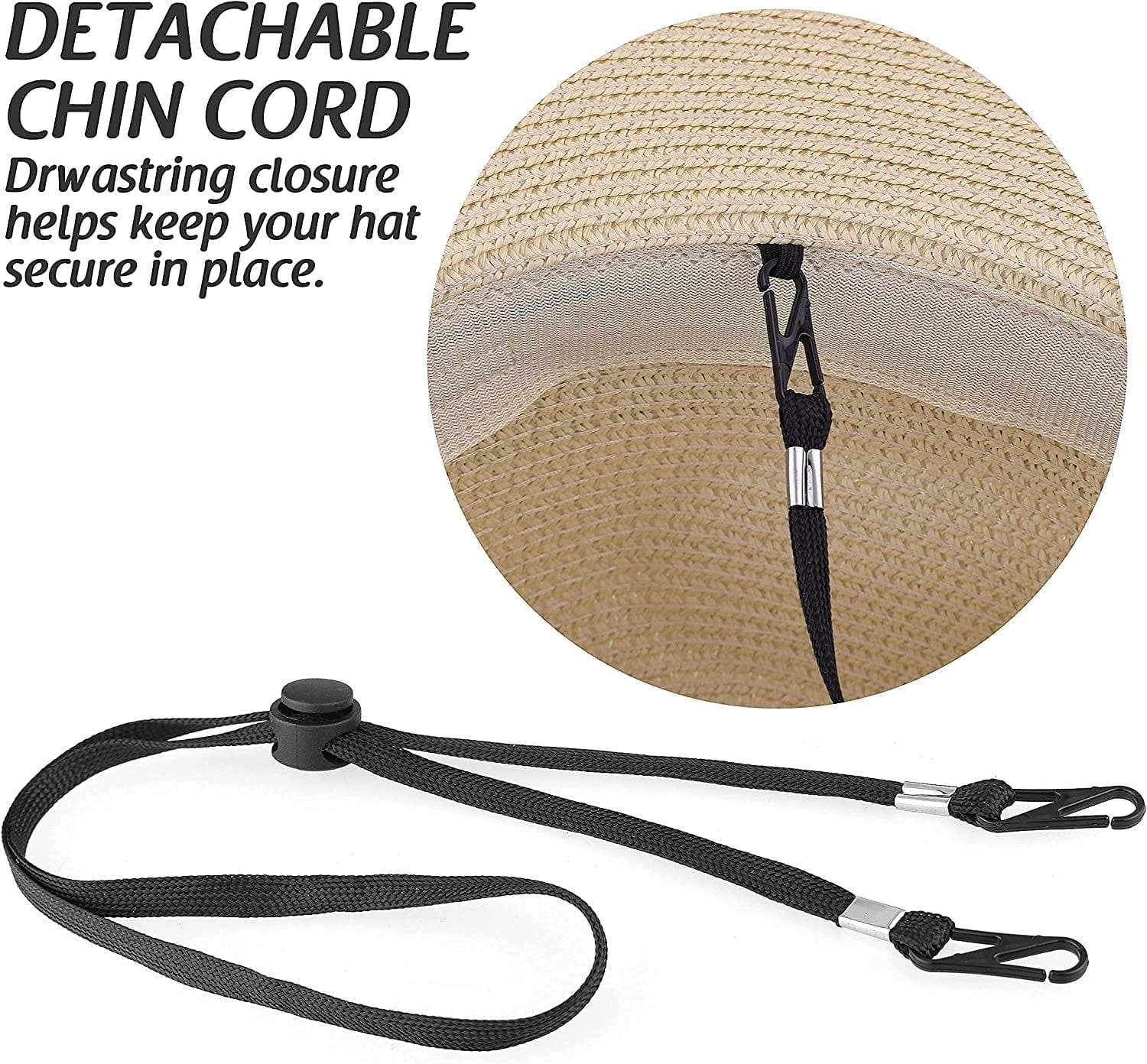 Women'S Straw Panama Hat, Adjustable Fedora Hat with Removable Chin Cord for Sun Protection Travel Beach Graden Fishing Apparel & Accessories > Clothing Accessories > Hats EINSKEY   