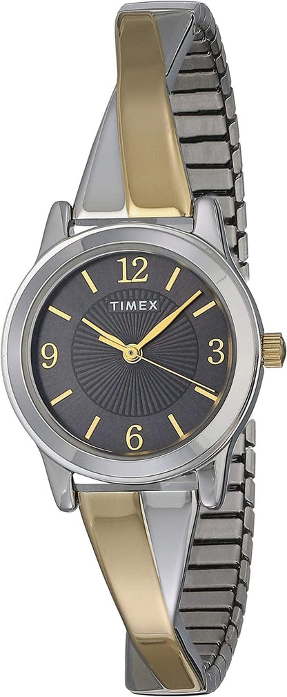 Women'S Stretch Bangle Crisscross 25Mm Watch Two-Tone/Black