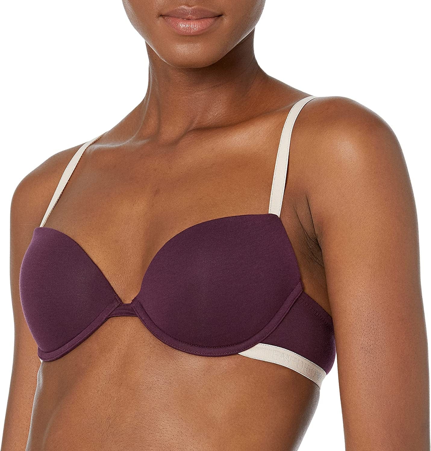 Women'S Stretch Cotton Wireless Push up Bra Plum Violet / 32A