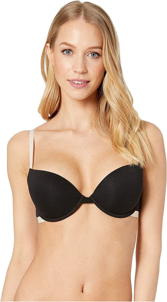 Women'S Stretch Cotton Wireless Push up Bra Black / 32A