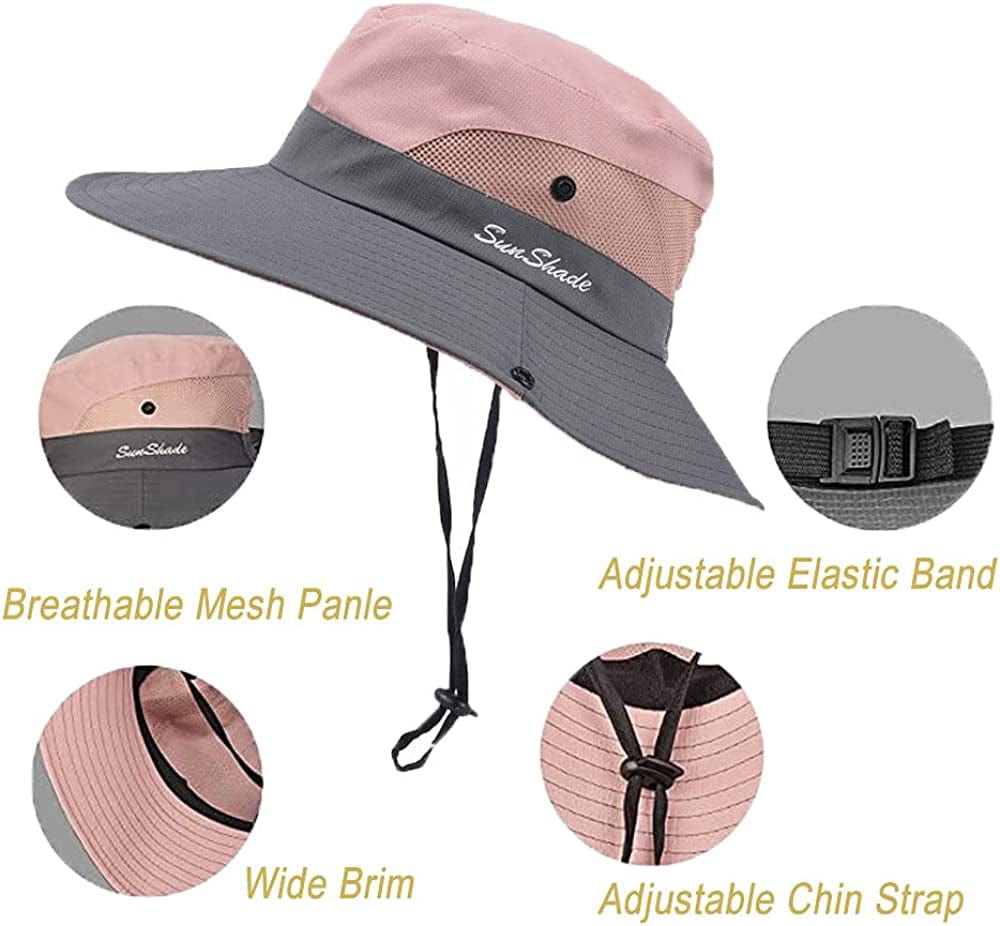 Women'S Summer Sun-Hat Ponytail - Uv-Protection Mesh Wide Brim Foldable Hat with Ponytail Hole Apparel & Accessories > Clothing Accessories > Hats Pogah   