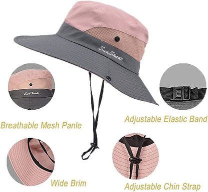 Women'S Summer Sun-Hat Ponytail - Uv-Protection Mesh Wide Brim Foldable Hat with Ponytail Hole Apparel & Accessories > Clothing Accessories > Hats Pogah   
