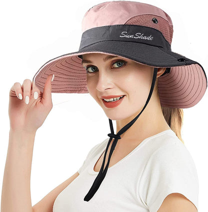 Women'S Summer Sun-Hat Ponytail - Uv-Protection Mesh Wide Brim Foldable Hat with Ponytail Hole Apparel & Accessories > Clothing Accessories > Hats Pogah   