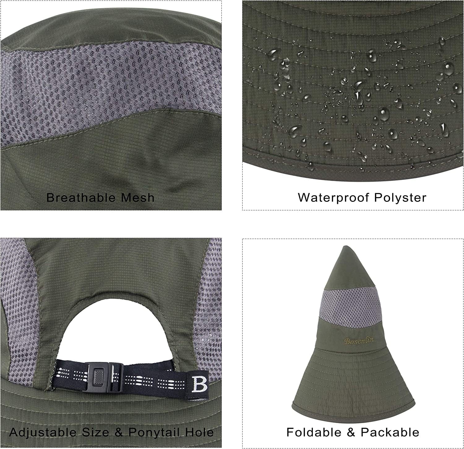 Women'S Summer Sun Outdoor UV Protection Foldable Mesh Wide Brim Beach Fishing Bucket Hat Apparel & Accessories > Clothing Accessories > Hats Muryobao   