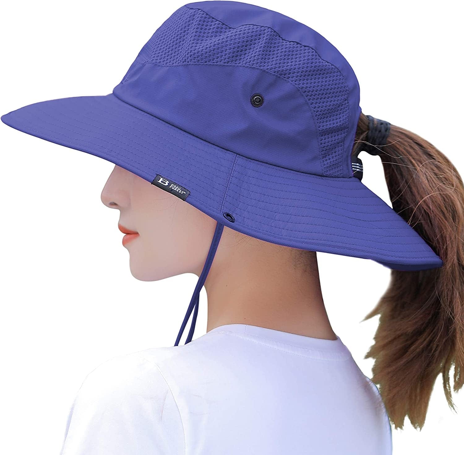 Women'S Summer Sun Outdoor UV Protection Foldable Mesh Wide Brim Beach Fishing Bucket Hat Apparel & Accessories > Clothing Accessories > Hats Muryobao Navy  