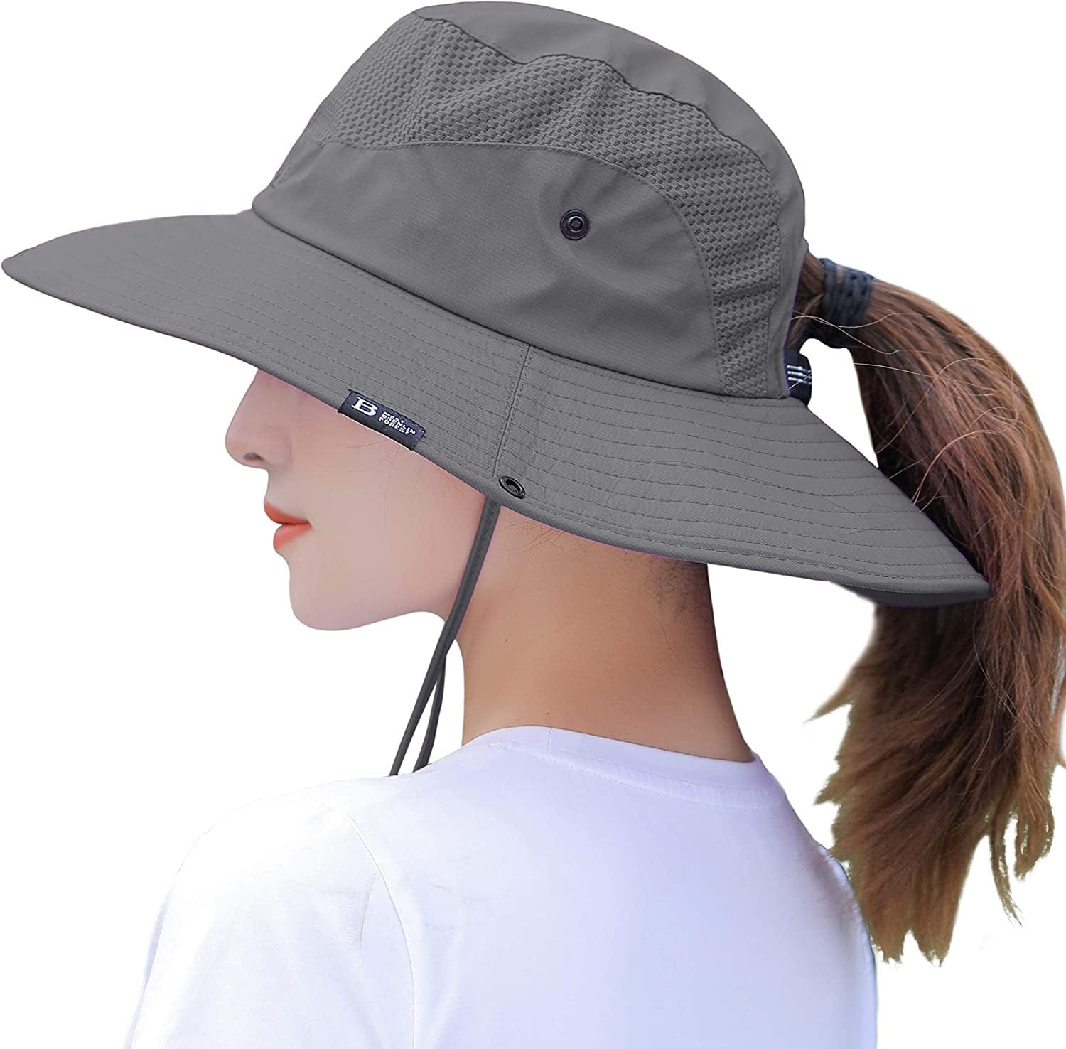 Women'S Summer Sun Outdoor UV Protection Foldable Mesh Wide Brim Beach Fishing Bucket Hat Apparel & Accessories > Clothing Accessories > Hats Muryobao Gray  