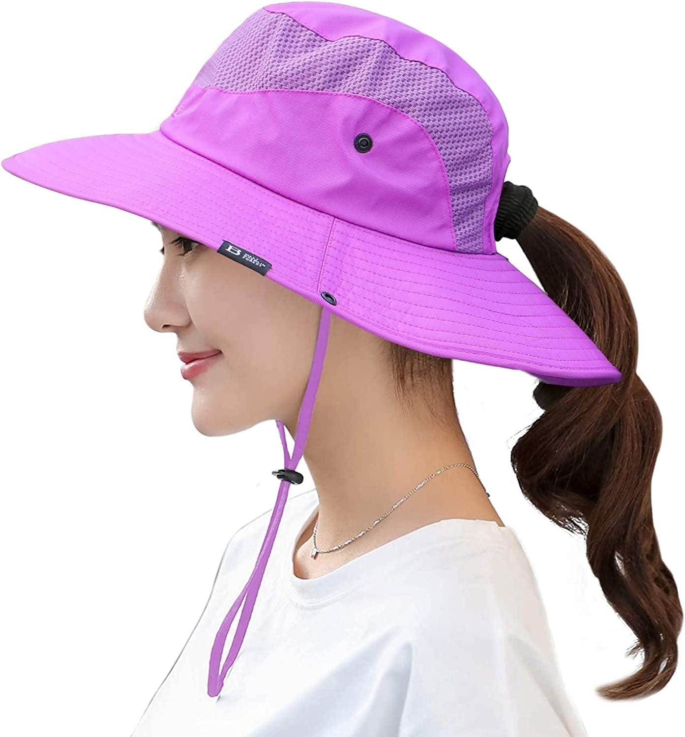 Women'S Summer Sun Outdoor UV Protection Foldable Mesh Wide Brim Beach Fishing Bucket Hat Apparel & Accessories > Clothing Accessories > Hats Muryobao Purple  