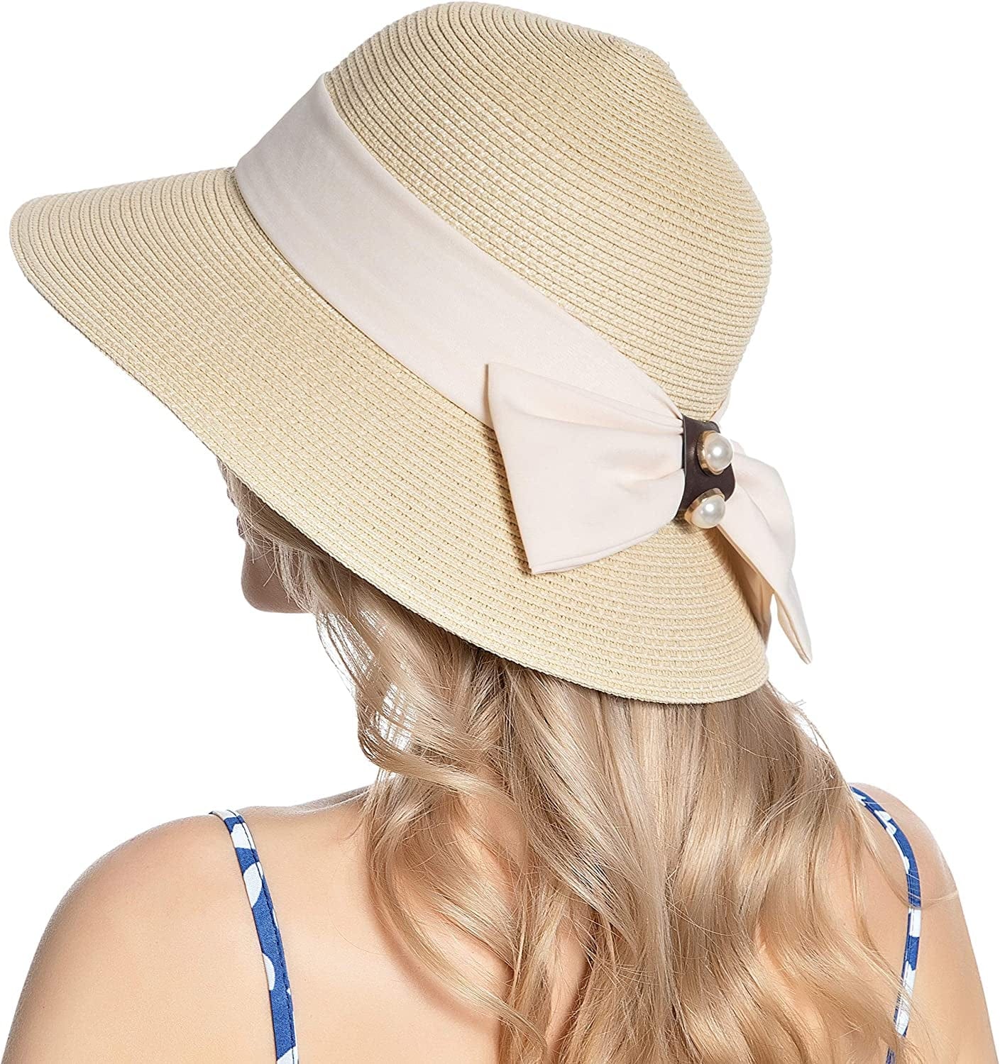 Women'S Sun Hat Wide Brim Foldable Straw Hats Summer Travel Beach Cap Apparel & Accessories > Clothing Accessories > Hats Muryobao A - Beige  