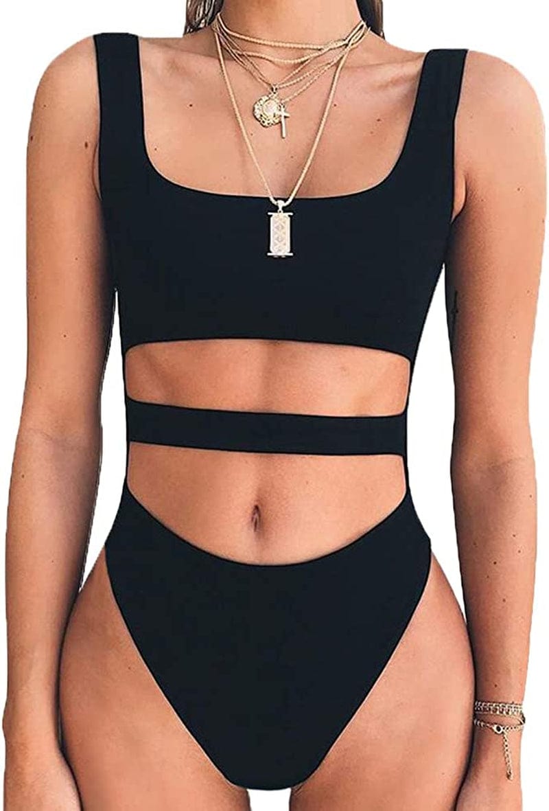 Women'S Tank Top Cut Out Sleeveless Bodice Bodysuit Party Clubwear Black / Large