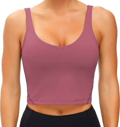 Women'S Tank Top Padded Sports Bra Running Workout Yoga Crop Top Rose Red / Large