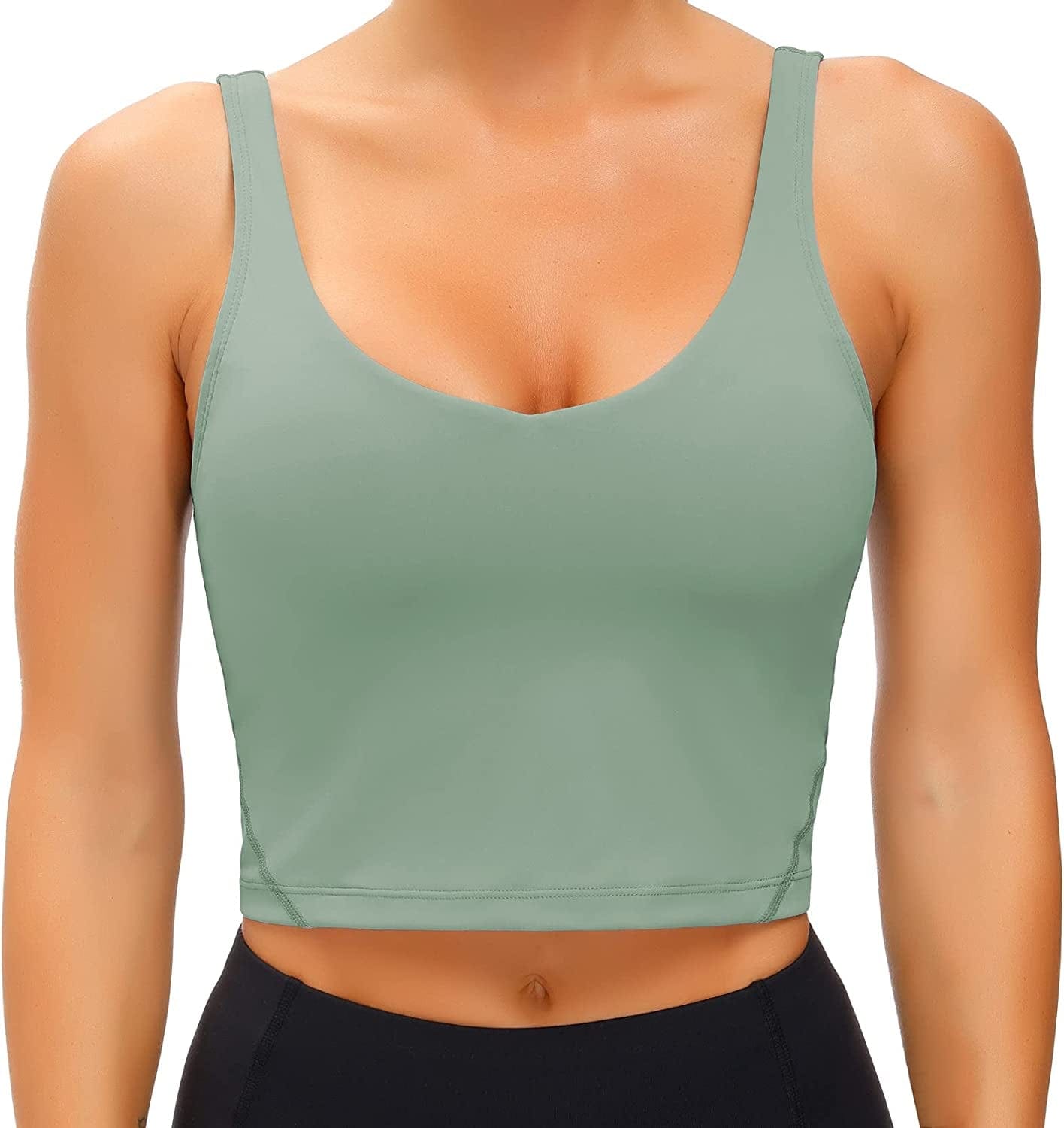 Women'S Tank Top Padded Sports Bra Running Workout Yoga Crop Top Jasmine Green / Medium