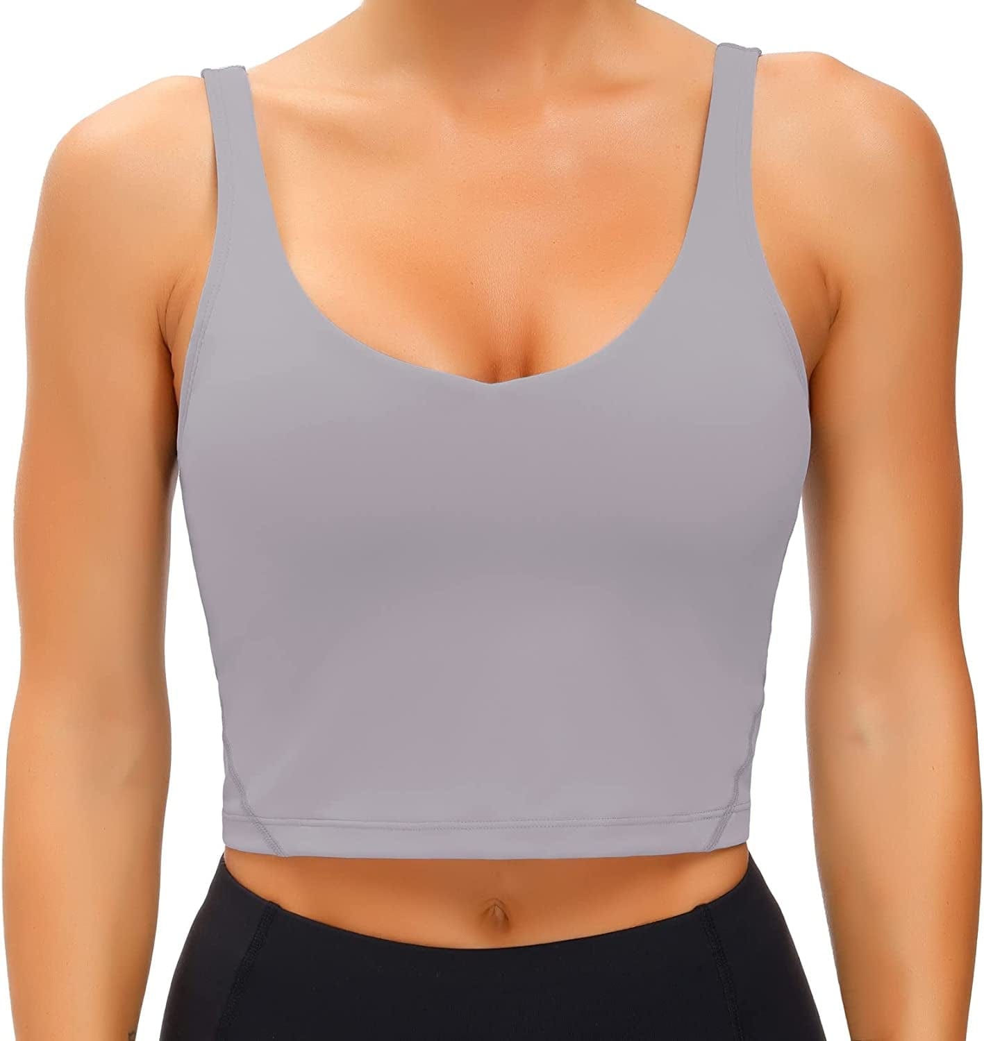 Women'S Tank Top Padded Sports Bra Running Workout Yoga Crop Top Lavender Grey / X-Small