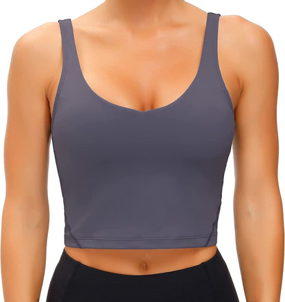 Women'S Tank Top Padded Sports Bra Running Workout Yoga Crop Top Vintage Purple / Small