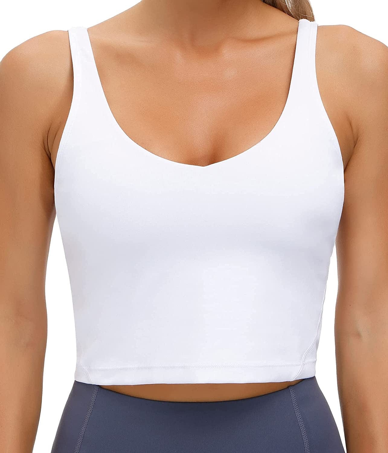 Women'S Tank Top Padded Sports Bra Running Workout Yoga Crop Top White / X-Small