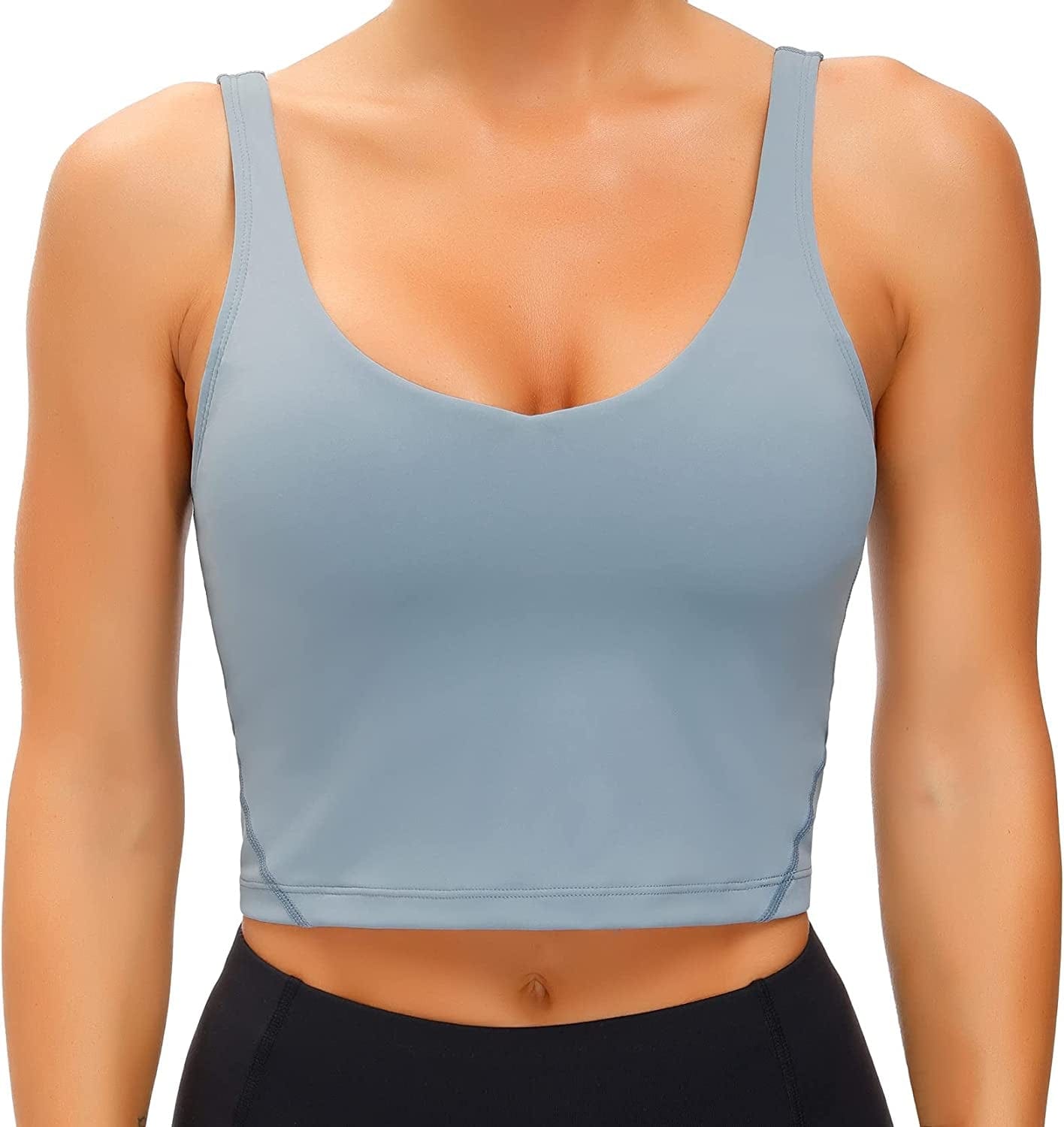 Women'S Tank Top Padded Sports Bra Running Workout Yoga Crop Top Denim Blue / Medium