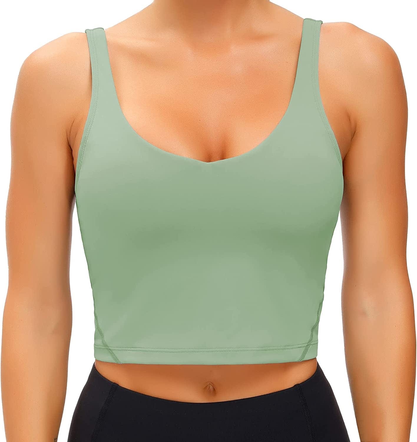 Women'S Tank Top Padded Sports Bra Running Workout Yoga Crop Top Light Green / Large
