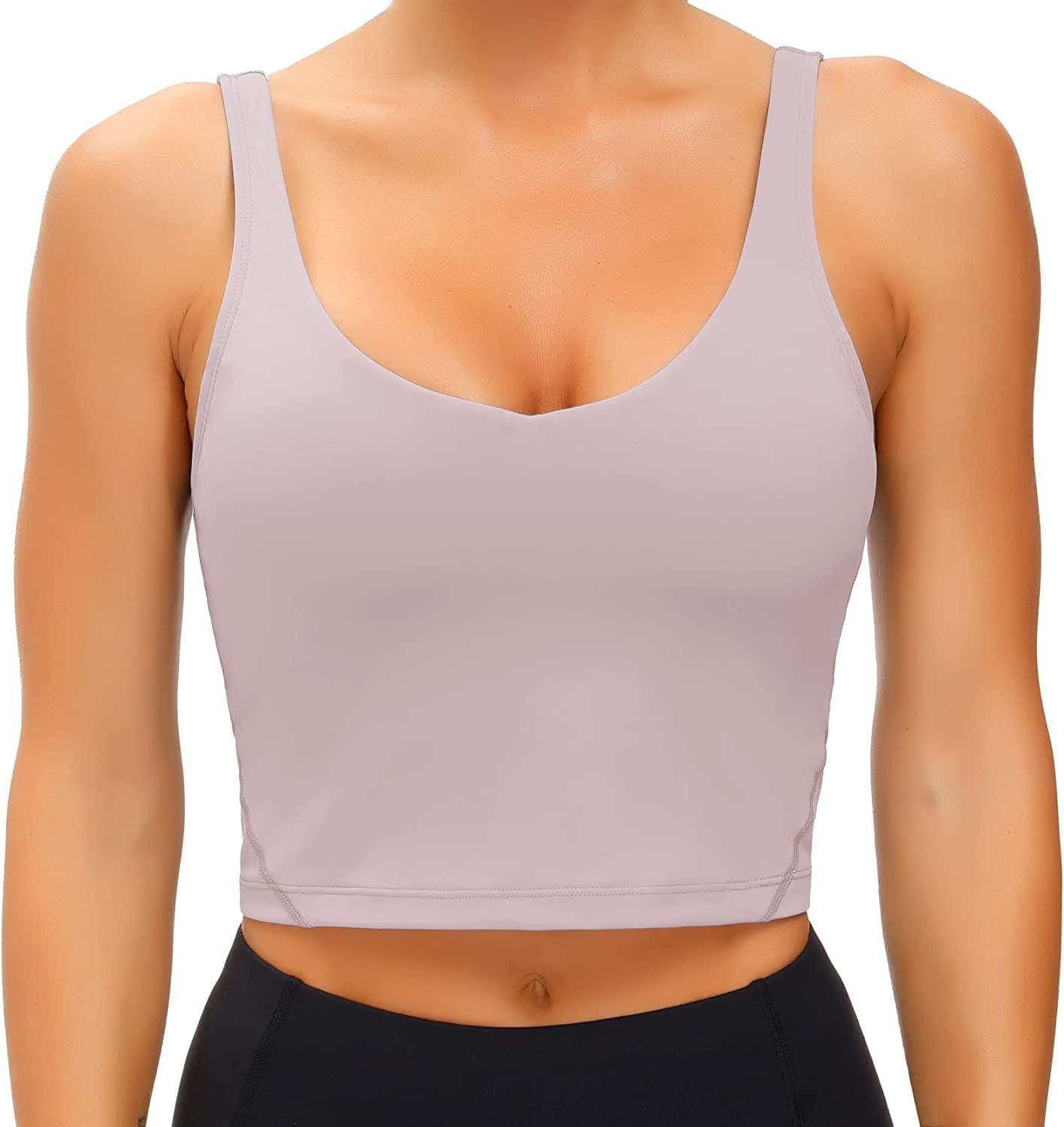 Women'S Tank Top Padded Sports Bra Running Workout Yoga Crop Top Light Purple / Medium