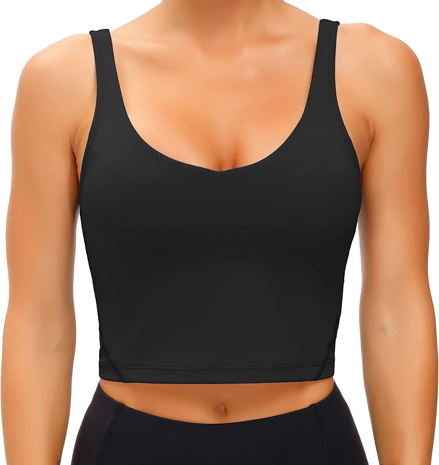 Women'S Tank Top Padded Sports Bra Running Workout Yoga Crop Top Black / Small