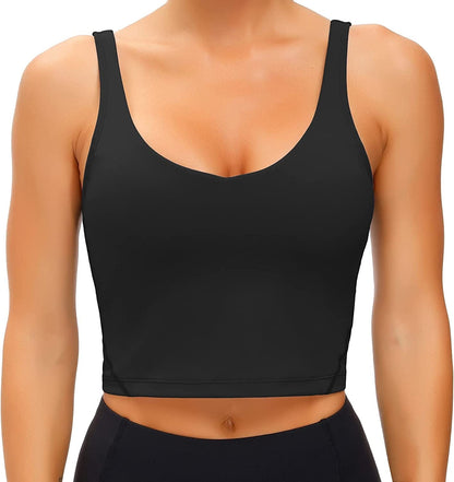 Women'S Tank Top Padded Sports Bra Running Workout Yoga Crop Top Black / Small