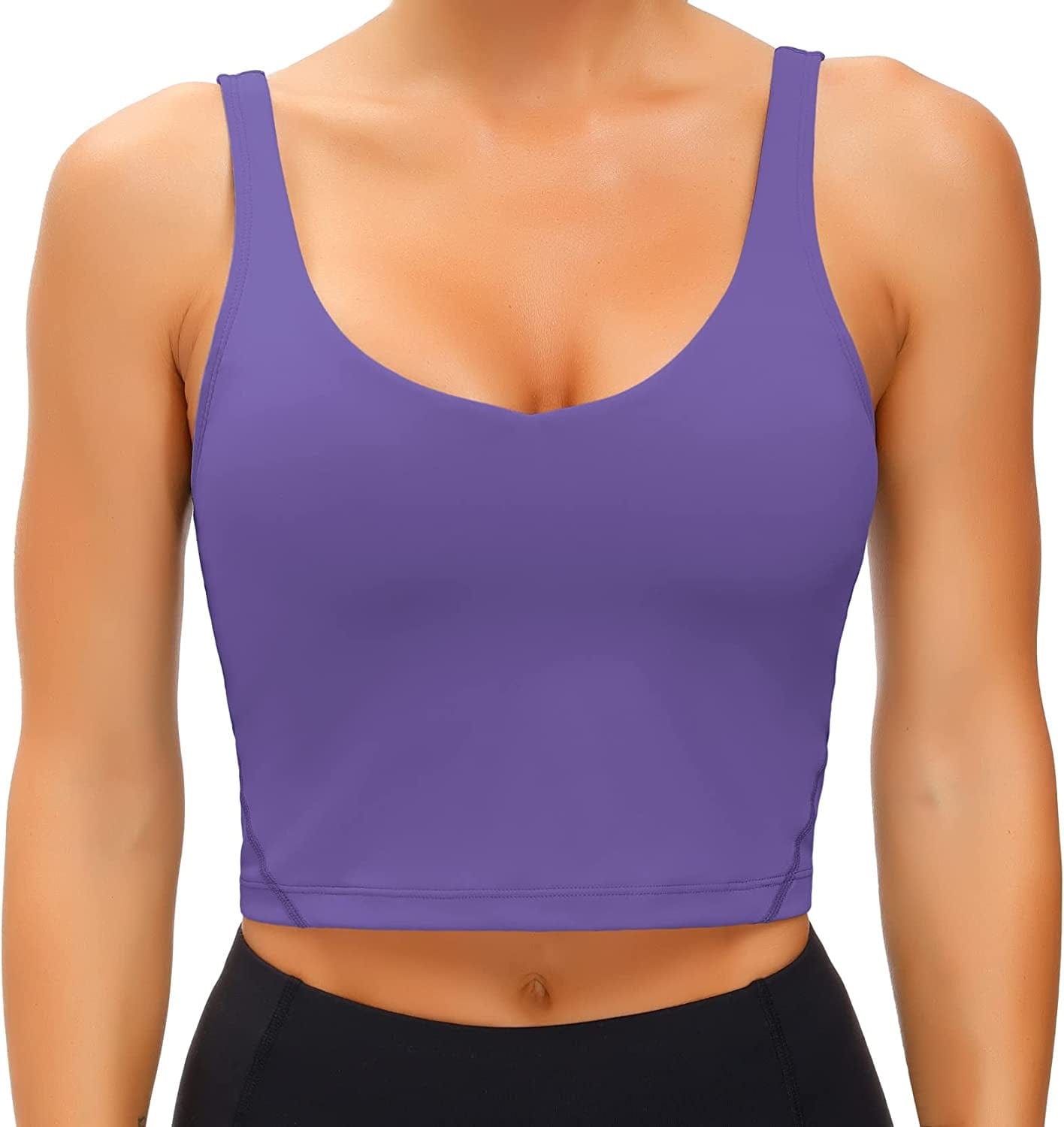 Women'S Tank Top Padded Sports Bra Running Workout Yoga Crop Top Bright Purple / Small