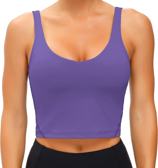 Women'S Tank Top Padded Sports Bra Running Workout Yoga Crop Top Bright Purple / Small