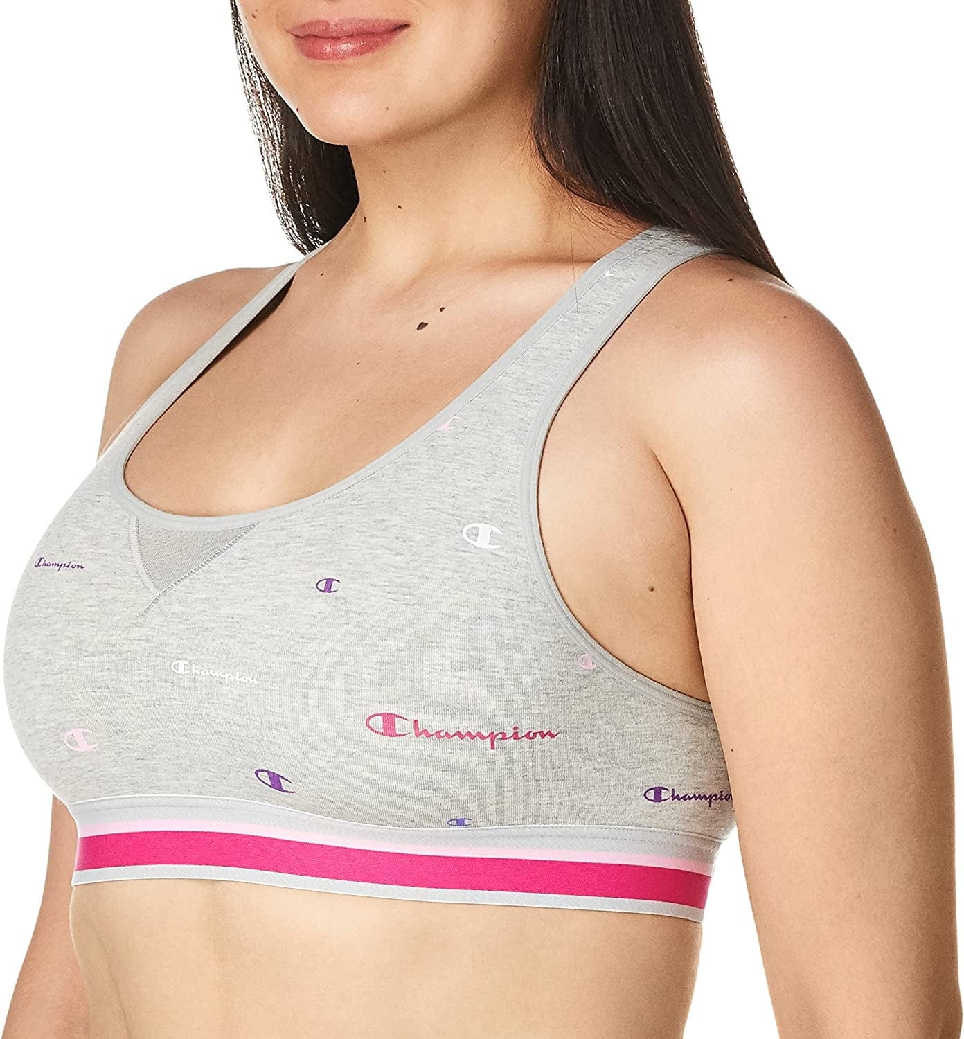 Women'S the Authentic Sports Bra Multi Scattered Logos Oxford Grey Heather / Medium