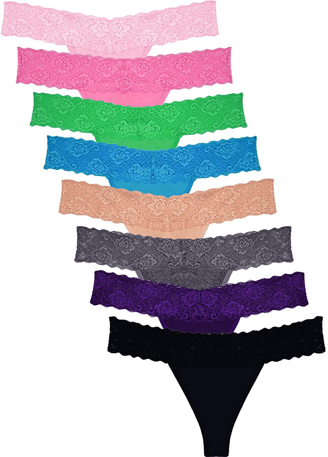 Women's Thin Lace Hollowed Out T Back Low Waist Ice Silk Sexy Cheeky Thong See Through Panties Apparel & Accessories > Clothing > Underwear & Socks > Underwear Sunm Boutique Multicolored X-Small 