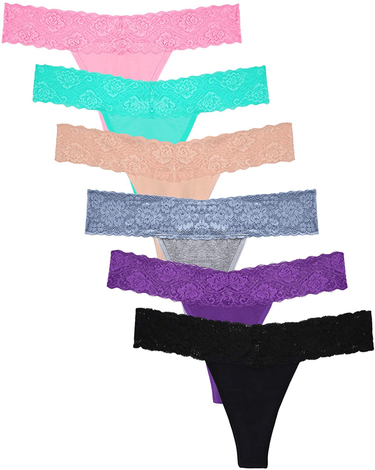 Women's Thin Lace Hollowed Out T Back Low Waist Ice Silk Sexy Cheeky Thong See Through Panties Apparel & Accessories > Clothing > Underwear & Socks > Underwear Sunm Boutique Multi Medium 
