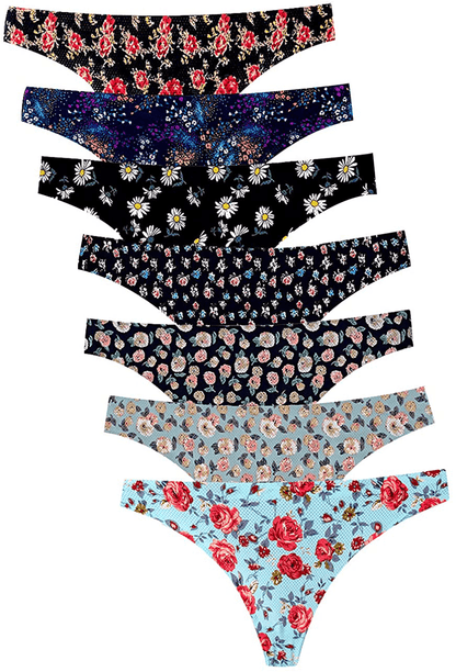 Women's Thongs Breathable Cotton Panties Stretch Low Rise Sexy G-String No Show Underwear Apparel & Accessories > Clothing > Underwear & Socks > Underwear Angelhood 7 Colors Medium 