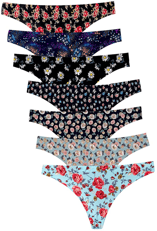 Women's Thongs Breathable Cotton Panties Stretch Low Rise Sexy G-String No Show Underwear Apparel & Accessories > Clothing > Underwear & Socks > Underwear Angelhood 7 Colors Medium 