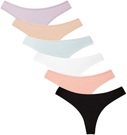Women's Thongs Breathable Cotton Panties Stretch Low Rise Sexy G-String No Show Underwear Apparel & Accessories > Clothing > Underwear & Socks > Underwear Angelhood Multicoloured Medium 