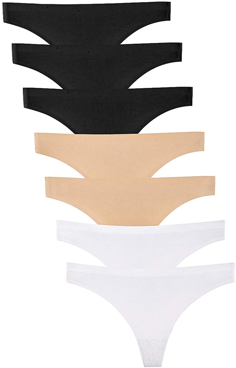 Women's Thongs Breathable Cotton Panties Stretch Low Rise Sexy G-String No Show Underwear Apparel & Accessories > Clothing > Underwear & Socks > Underwear Angelhood 3 Clors Large 