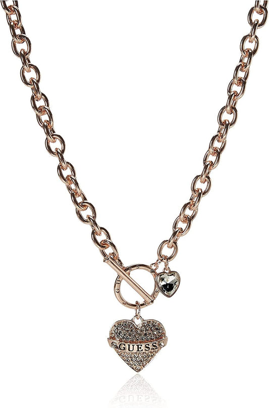 Women'S Toggle Logo Charm Necklace, Rose Gold, One Size