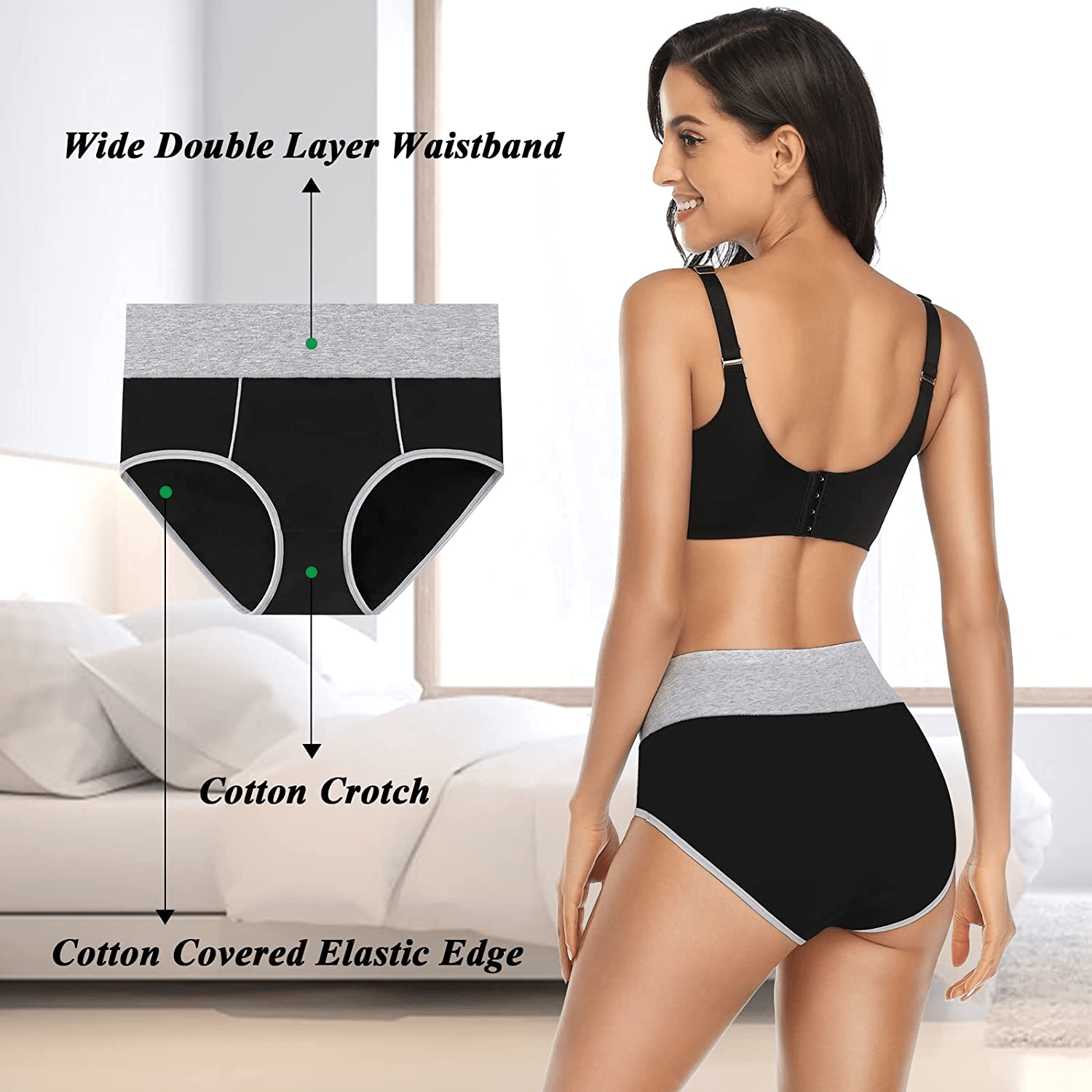 Women'S Underwear Cotton, High Waisted Full Coverage Briefs, Soft Stretch No Muffin Top Ladies Panties Regular & plus Size Apparel & Accessories > Clothing > Underwear & Socks > Underwear ASIMOON   