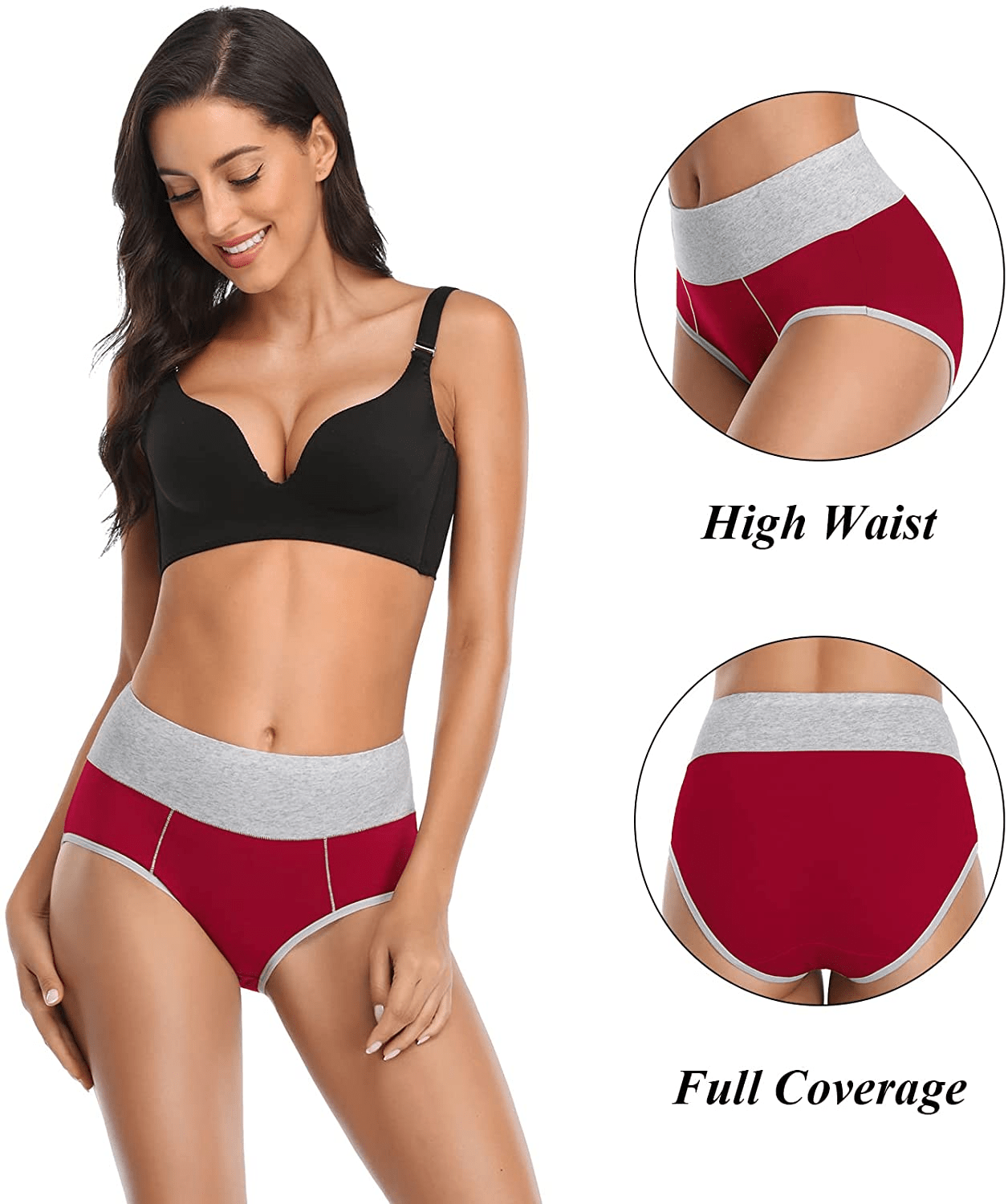 Women'S Underwear Cotton, High Waisted Full Coverage Briefs, Soft Stretch No Muffin Top Ladies Panties Regular & plus Size Apparel & Accessories > Clothing > Underwear & Socks > Underwear ASIMOON   