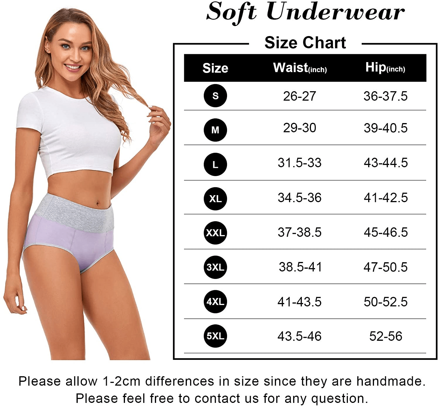 Women'S Underwear Cotton, High Waisted Full Coverage Briefs, Soft Stretch No Muffin Top Ladies Panties Regular & plus Size Apparel & Accessories > Clothing > Underwear & Socks > Underwear ASIMOON   