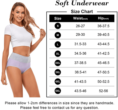 Women'S Underwear Cotton, High Waisted Full Coverage Briefs, Soft Stretch No Muffin Top Ladies Panties Regular & plus Size Apparel & Accessories > Clothing > Underwear & Socks > Underwear ASIMOON   