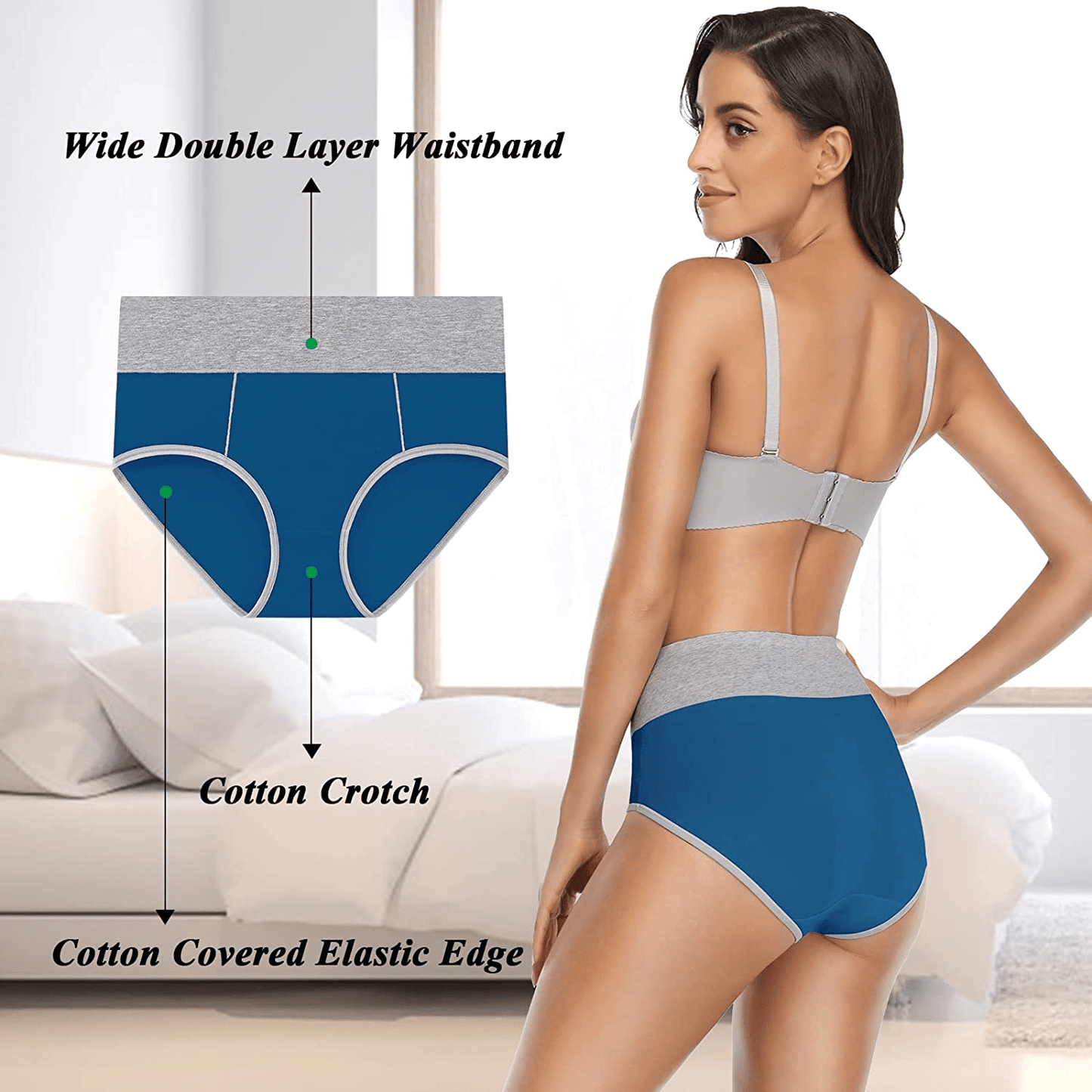 Women'S Underwear Cotton, High Waisted Full Coverage Briefs, Soft Stretch No Muffin Top Ladies Panties Regular & plus Size Apparel & Accessories > Clothing > Underwear & Socks > Underwear ASIMOON   