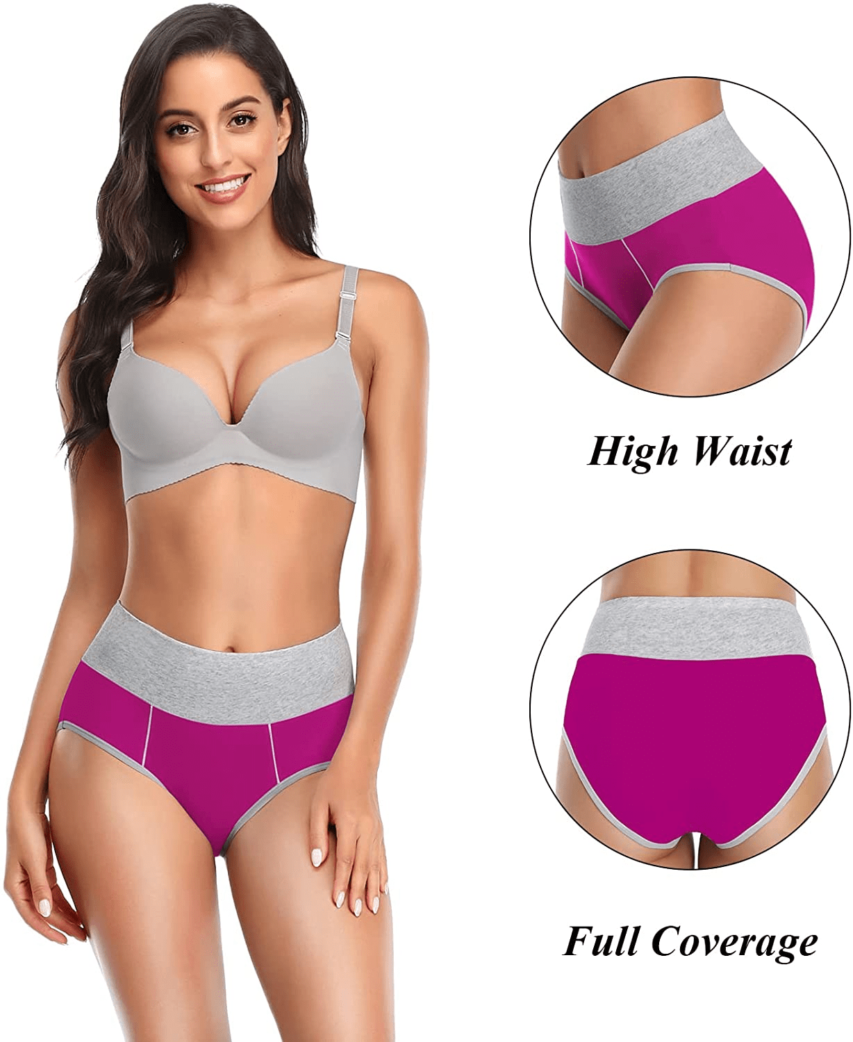 Women'S Underwear Cotton, High Waisted Full Coverage Briefs, Soft Stretch No Muffin Top Ladies Panties Regular & plus Size Apparel & Accessories > Clothing > Underwear & Socks > Underwear ASIMOON   