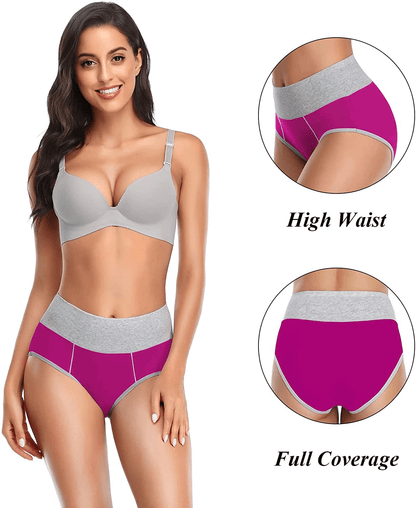 Women'S Underwear Cotton, High Waisted Full Coverage Briefs, Soft Stretch No Muffin Top Ladies Panties Regular & plus Size Apparel & Accessories > Clothing > Underwear & Socks > Underwear ASIMOON   