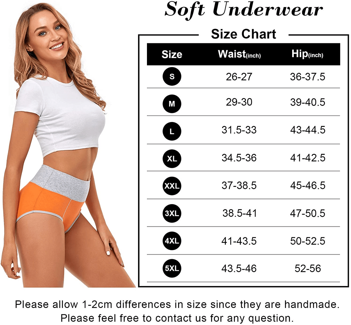 Women'S Underwear Cotton, High Waisted Full Coverage Briefs, Soft Stretch No Muffin Top Ladies Panties Regular & plus Size Apparel & Accessories > Clothing > Underwear & Socks > Underwear ASIMOON   