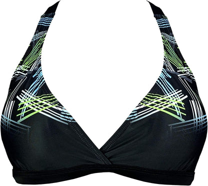 Women'S UPF 50+ Training Sport Bra Bikini Top Double Back Strap Swim Tankinis(Fba) Cross Line / 32B