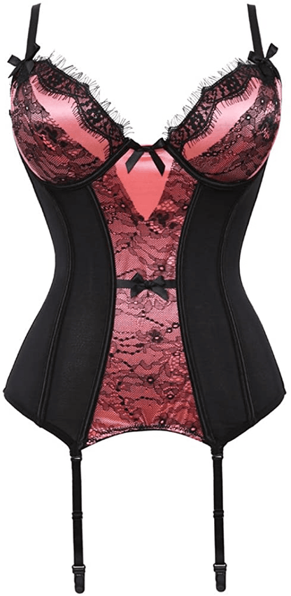 Women'S Victorian Lace Mesh Push up Bustier Corset Top Garter plus Size Lingerie Sets Apparel & Accessories > Clothing > Underwear & Socks > Lingerie Zhitunemi   